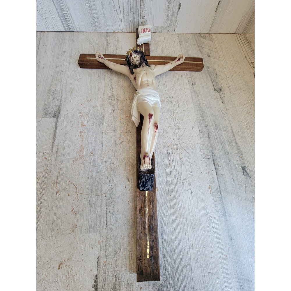 INRI large realistic crucifix Jesus cross religious Xmas hanging wall home decor